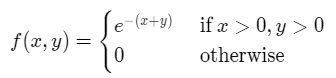 f(x,y)=e^-{x+y} Step 1